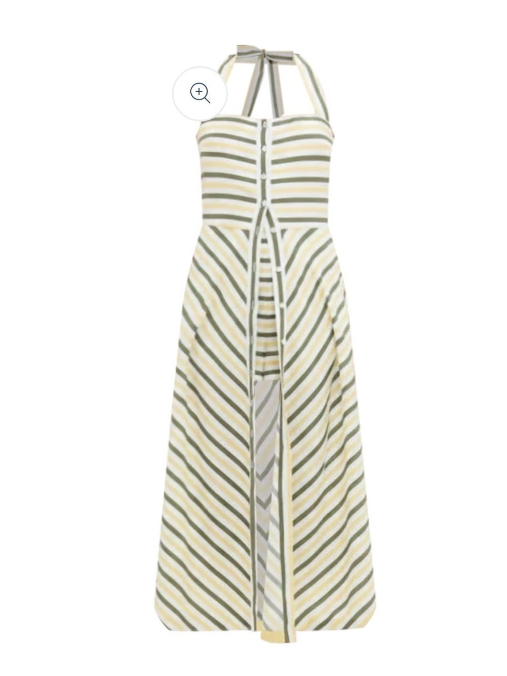Tuckernuck Striped Halter Midi Dress in Olive Green & White - Picture 4 of 7